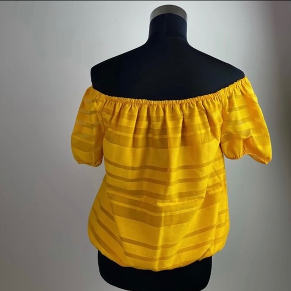 Yellow Striped Off Shoulder Blouse - Picture 4 of 6